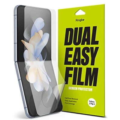 Abbildung von Ringke Dual Easy Film Screen Protector Set [2 Stück] Kompatibel mit Samsung Galaxy Z Flip 4 (2022) PET Self Healing Schutzfolie