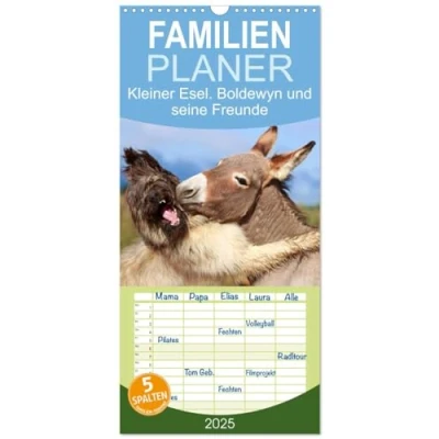 Abbildung von Familienplaner 2025 Kleiner Esel. Boldewyn und seine Freunde mit 5 Spalten (Wandkalender, 21 cm x 45 cm), CALVENDO