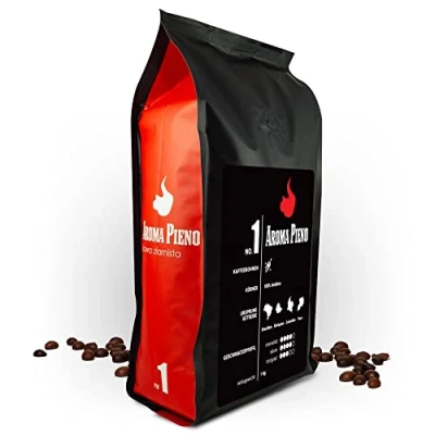 Abbildung von Caveres Aroma Pieno Blend Premium Bohnenkaffee 100% Arabica aus Brasilien, Äthiopien, Kolumbien, Peru Schokolade und Mandeln Ganze Bohnen (1 kg)