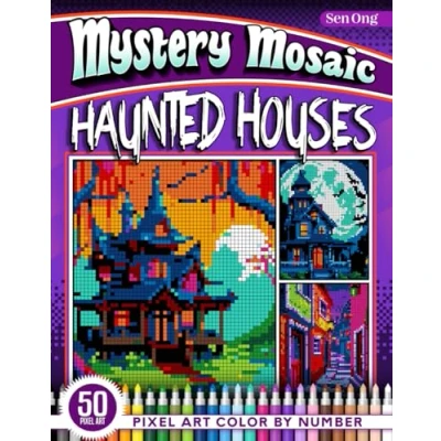 Abbildung von Haunted Houses Mystery Mosaics Color by Number: 50 Pixel Art Scenes for Halloween Enthusiasts