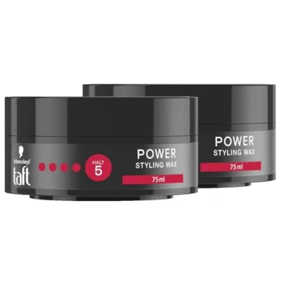 Abbildung von Schwarzkopf TAFT Styling Wax Power (2x 75ml), Haarwax für bis zu 48 Stunden Kraft Halt, schonend Haar und Kopfhaut, veganes,