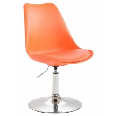 Abbildung von CLP Esszimmerstuhl Maverick Kunststoff I höhenverstellbarer Lehnstuhl Drehstuhl mit Trompetenfuß Sitzhöhe von ca. 43 48 cm, Farbe:orange, Gestell Farbe:Chrom