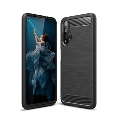 Abbildung von CoverKingz Handyhülle für Honor 20 Silikon Handy Hülle im Carbon Design Soft Case Phone Cover Schwarz