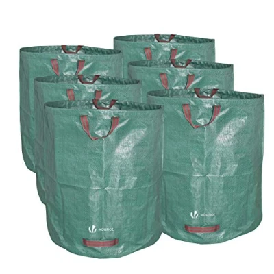 Abbildung von VOUNOT® Gartenabfallsack 272 Liter, 6er Gartensäcke für Grünabfall, Selbststehend und Falt, Laubsack Selbstaufstellend aus robustem Polypropylen Gewebe (PP) 150gsm