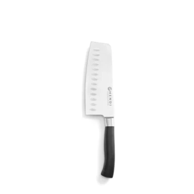 Abbildung von HENDI Hackmesser, Grantonschliff, Küchenmesser, Messer, Deutscher Stahl X50CrMoV15, Klinge: 170mm, Länge: 295mm, POM Kunststoff, Schwarz