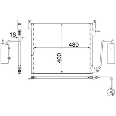 Abbildung von MAHLE ORIGINAL AC 408 000S Klimakondensator mit Trockner 480 OPEL: Vectra C Caravan, Signum CC, CC