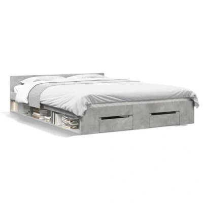 Abbildung von vidaXL Bett Bettgestell mit Schubladen Betongrau 140x200 cm Holzwerkstoff