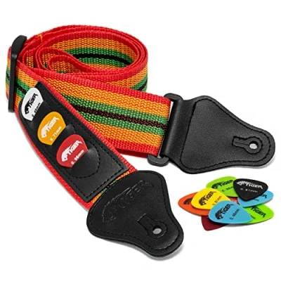 Abbildung von TIGER GitarrengurtMit extra Plektronen reggae