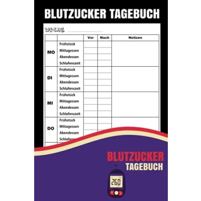 Abbildung von Blutzucker Tagebuch: Diabetiker Tagebuch für Diabetes Patienten Übersichtlich 53 Wochen .