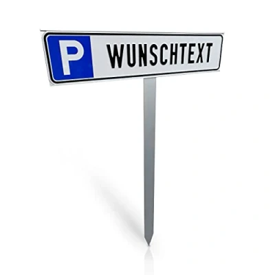 Abbildung von Betriebsausstattung24 Individuelles Parkplatzschild mit Einschlagpfosten Parkplatzkennzeichnung Wunschtext Pfosten zum Einstecken Aluminium 52x11 cm