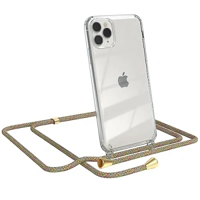 Abbildung von EAZY CASE Handykette kompatibel mit iPhone 11 Pro Max Handyhülle Umhängeband, Handykordel Schutzhülle, Silikonhülle, Hülle Band, Stylische Kette für Smartphone, Rainbow