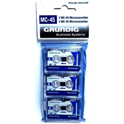 Abbildung von GRUNDIG Diktierkassette, Micro, MC 45, 2 x 22,5 min (3 Stück), Sie erhalten 1 Packung á 3 Stück