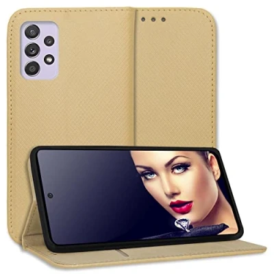 Abbildung von mtb more energy® Schutz Tasche Smart Magnet kompatibel mit Samsung Galaxy A52 4G, 5G, A52s 5G (6.5&#039;&#039;) Gold Bookstyle Klapp Cover Hülle Wallet Case