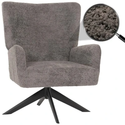 Abbildung von Lounge Sessel HWC N65, Cocktailsessel Polstersessel Relaxsessel, drehbar, Stoff/Textil Chenille Metall dunkelgrau