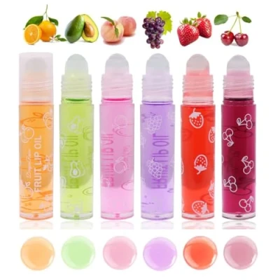 Abbildung von Baorder 6Pcs Roll On Lip Gloss Set,Fruchtaromatisiertes Rollerball Öl,Transparent Plumping für Jugendliche und Kinder,Nicht giftige Make up Set