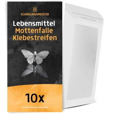 Abbildung von SCHÄDLINGSMEISTER Mottenfalle Lebensmittel 10 Stück Spar Set Klebestreifen Zur Bedarfskontrolle Lebensmittelmotten Falle Mittel gegen Motten Mottenpapier Anti