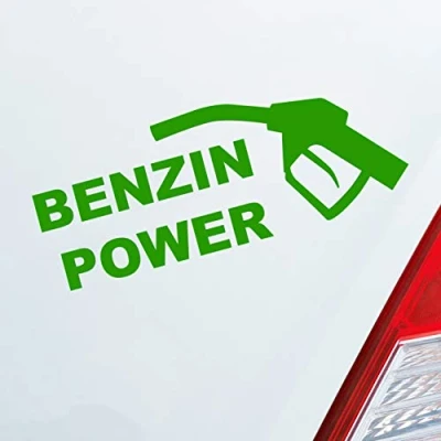 Abbildung von Hellweg Druckerei Benzin Power Hoher Verbrauch Tanken Auto Aufkleber Sticker Heckscheibenaufkleber