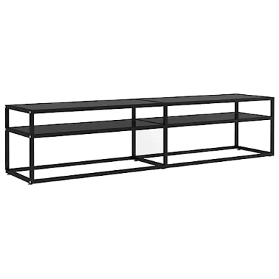 Abbildung von vidaXL TV Schrank Lowboard Möbel Tisch Board Sideboard Fernsehtisch Fernsehschrank HiFi Schwarz 180x40x40,5cm Hartglas Stahl