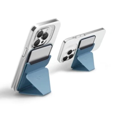 Abbildung von MOFT Snap On Magnetischer Handyständer Magsafe Kompatibles Wallet für iPhone 14/13/12 Serie mit 3 Betrachtungswinkeln, Verbesserte magnetische Stärke, Windiges Blau