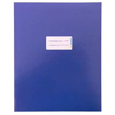 Abbildung von HERMA 20046 Heftumschlag Quart Karton Blau, Hefthülle mit Beschriftungsfeld aus stabilem &amp; extra starkem Papier, Heftschoner für Schulhefte, farbig