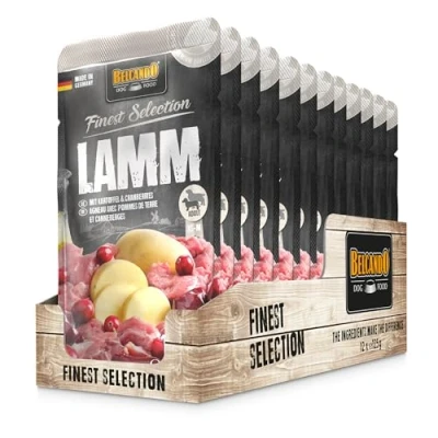 Abbildung von Belcando Finest Selection Lamm mit Kartoffeln &amp; Cranberries Doppelpack 2 x 12 125 g Feuchtnahrung für Sensible oder wählerische Hunde Enthält kalt gepresstes Distelöl