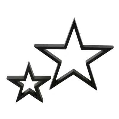 Abbildung von Spetebo Dekofigur Holz Stern schwarz 2er Set zum Hinstellen (2er Set, 1 St., 2 Sterne unterschiedliche Größe), Tisch und Fenster Deko