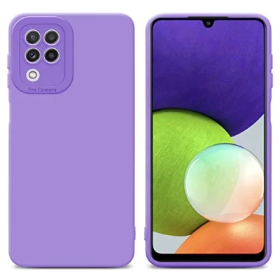 Abbildung von Cadorabo Hülle kompatibel mit Samsung Galaxy A22 4G Schutzhülle TPU Silikon Case Liquid Design Kameraschutz Slim Kratzfest Weiche Gummi Rundumschutz für in Lila