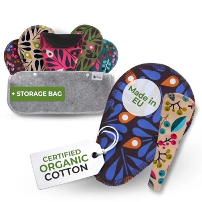 Abbildung von Öko STRING Slipeinlagen waschbar aus Bio Baumwolle (tanga, 7er Pack); kleine, dünne Damen &amp; Mädchen MADE IN EU; bei hoher T; 100% atmungsaktiv (kein PUL) für täglichen Ausfluss