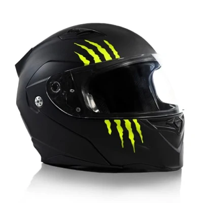 Abbildung von Finest Folia Kratzer Helm Aufkleber 2er Set 7,5x7,5cm Monster Sticker Kralle Deko für Motorrad Auto Motorradhelm Kratzspuren selbstklebend wasserfest K173 (Neon Gelb)