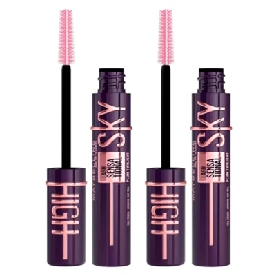 Abbildung von Maybelline New York Sky High Lash Sensational Mascara, Volumengebend und verlängerend, intensiver Blick, kein Verklumpen, flexible Bürste, Farbe Plum Twilight 2 Mascaras