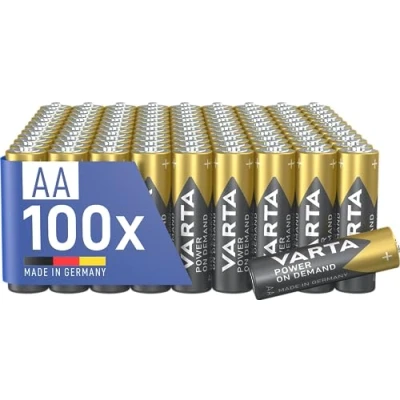 Abbildung von VARTA Batterien AA,Power on Demand, Alkaline, 1,5V, Vorratspack in umweltschonender Verpackung, ideal für Computerzubehör, Smart Home Geräte, Made Germany [Exklusiv bei Amazon],100 Stück