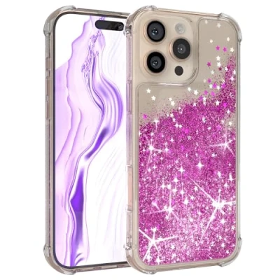Abbildung von EAZY Case Glitzer Hülle kompatibel mit iPhone 16 Pro Max Handyhülle für Apple Silikon leichtes Shiny Cover stoßfestes Phone als Fallschutz in Liquid Lila
