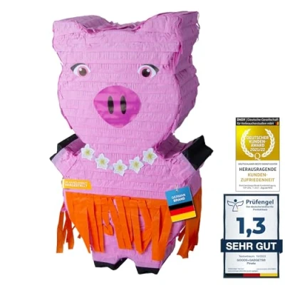 Abbildung von Pinata Party Dekoration zum Befüllen mit Süßigkeiten für Kinder Geburtstag Hochzeit (Schwein)