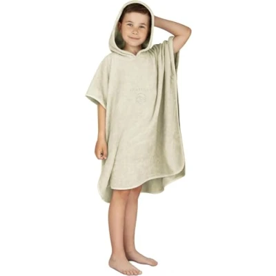 Abbildung von normani Kinder Badeponcho Strandponcho Handtuch Poncho aus 100% natürlicher Bio Baumwolle Cape Badetuch mit Kapuze für Jungen und Mädchen ab 2 Jahren Farbe Beige Größe 75 x cm