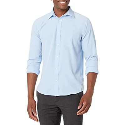 Abbildung von Nautica Herren School Uniform Long Sleeve Performance Oxford Shirt Hemd mit Button Down Kragen, Ox Blue, Mittel