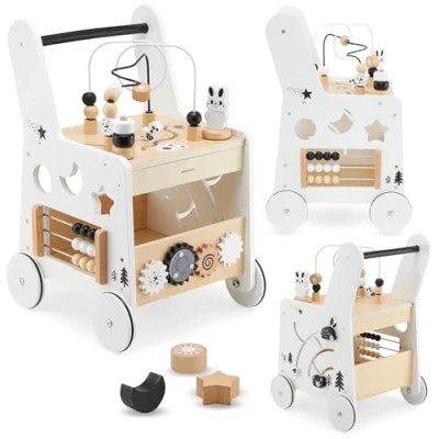 Abbildung von Mamabrum Lauflernwagen multifunktionaler Holz mit Aktivitätsspielzeug 6 in 1