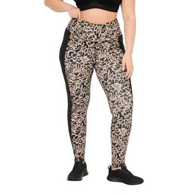 Abbildung von Ulla Popken Damen große Größen Übergrößen Plus Size Sport Leggings, Leomuster, schnelltrocknend, recycelt