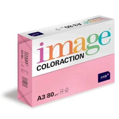 Abbildung von Image Coloraction Coral farbiges Kopierpapier DIN A3, 297 x 420 mm, 80 g/m² buntes, holzfreies Druckerpapier für Kopierer 500 Blatt Rosa