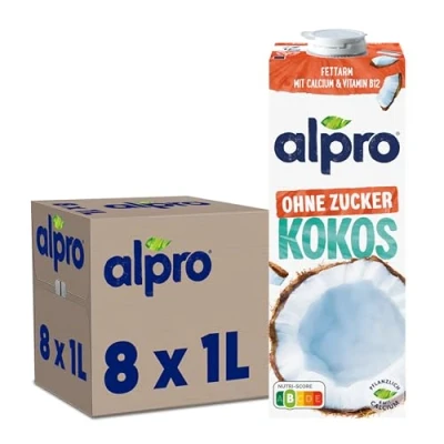Abbildung von Alpro Kokosnussdrink Ohne Zucker, Pflanzlicher Drink, Vegan, Laktosefrei, Glutenfrei, UHT, 8x1L