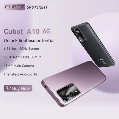 Abbildung von Cubot A10 6,6 Zoll HD+ 90 Hz Smartphone, 4 GB und 128 GB, 48 MP Kamera, 5100 mAh Akku, Android 14, OctaCore Prozessor, Schwarz