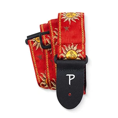 Abbildung von Perri&#039;s Leathers Ltd. Gitarrengurt Nylon Jacquard Hello Sunshine Rot Einstellbar Für Akustik /Bass /Elektrogitarren Hergestellt in Kanada (TWS 7010)