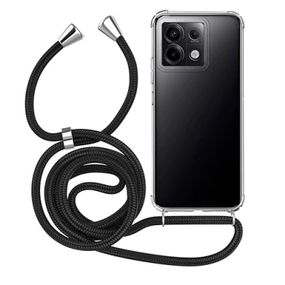 Abbildung von MyGadget Handykette für Xiaomi Redmi Note 13 Pro 5G Poco X6 Hülle mit Band Handyhülle Handyband zum Umhängen Kordel Schnur Case Schutzhülle Schwarz