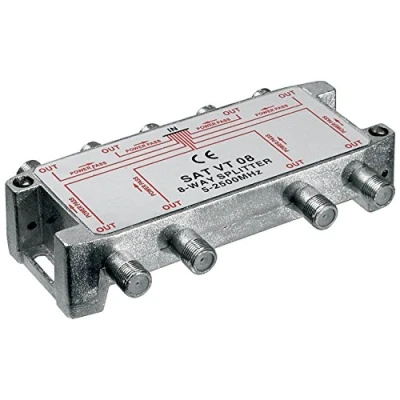 Abbildung von Goobay 67005 SAT Verteiler 8fach Splitter / 8x F Buchse Ausgang Für Satelliten Anlagen TV Antenne Fernseh Antennenkabel 8 fach Antennenverteiler