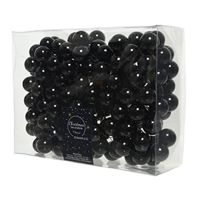Abbildung von Kaemingk Weihnachtskugeln am Draht Glas 2,5cm x 144 Stück Spiegelbeeren zum Basteln glänzend Schwarz