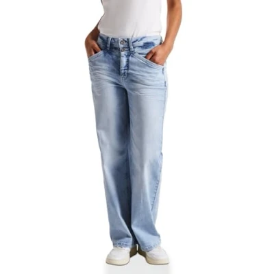 Abbildung von Street One Bleached WIDE Jeans Straight Leg, Damen, Größe: 29x28, Blau