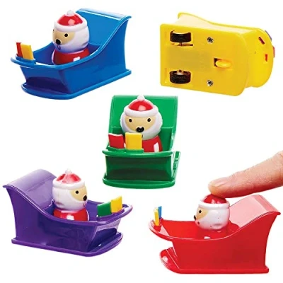 Abbildung von Baker Ross FX409 Weihnachtsmannschlitten Aufziehautos 5er Pack, Kleine Adventskalender Geschenke für Kinder, Nikolausgeschenke Kinder