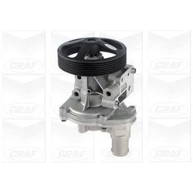 Abbildung von GRAF PA832 Wasserpumpe mit Dichtung Deckel mechanisch Stahlblech 130 für Keilrippenriementrieb FORD: Transit Mk5 Kastenwagen