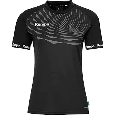 Abbildung von Kempa Wave 26 Shirt Women Damen Mädchen Sportshirt Kurzarm T Funktionsshirt Handball Gym Fitness Trikot elastisch und atmungsaktiv taillierter Schnitt, Schwarz/Anthra, L