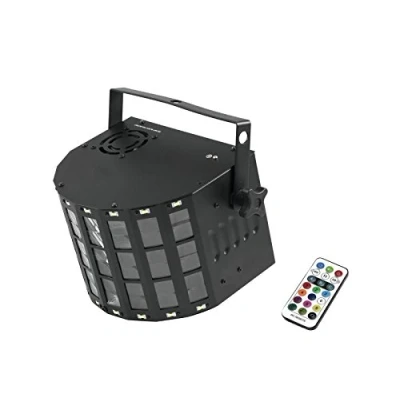 Abbildung von Eurolite LED Mini D 20 Hybrid Strahleneffekt Handlicher Effekt Mit Derby, Strobe und DMX Ausgestattet 4 x 3 W RGBW LEDs sowie 16 0,5 SMD 5730 in weiß Fernbedienung