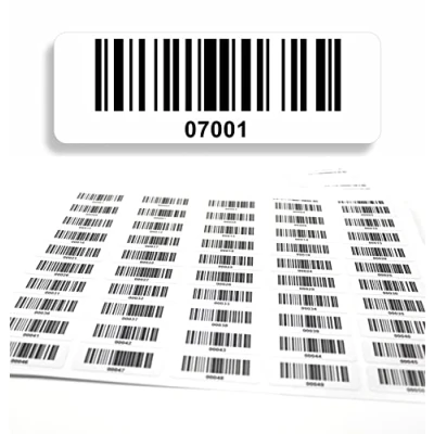 Abbildung von Barcodeetiketten 07001 08000 fortlaufend 5 stellig DGUV Prüfung Barcode Etiketten 1.000 Stck Strichcode Elektrotechnik Code128 selbstklebend 50x17mm (07001 08000)